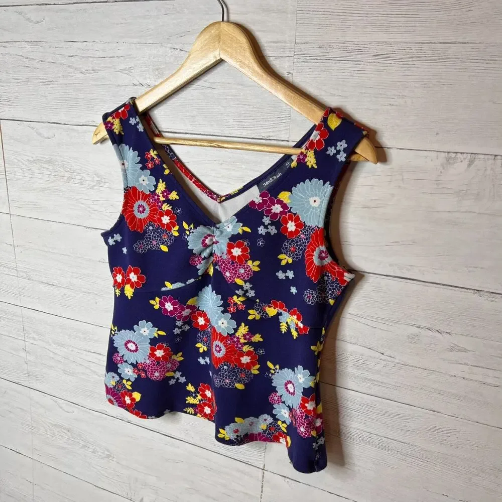 ModCloth Tank Top Womens Size XL Summer Found Stretch Floral Preppy Cotton Blend - Picture 4 of 15